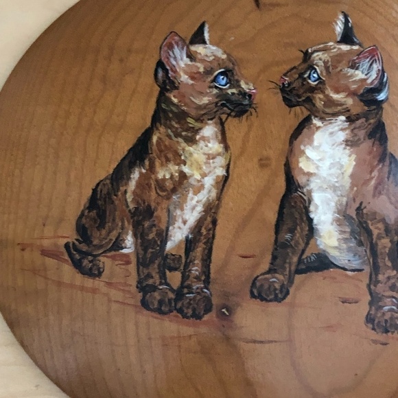 Vintage Oregon Coast MYRTLEWOOD Handpainted Kittens Wall Plaque - Jean Price - Picture 3 of 6